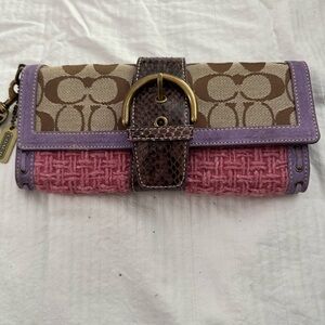 Coach Mini Bag in Purple and Pink with Signature Pattern